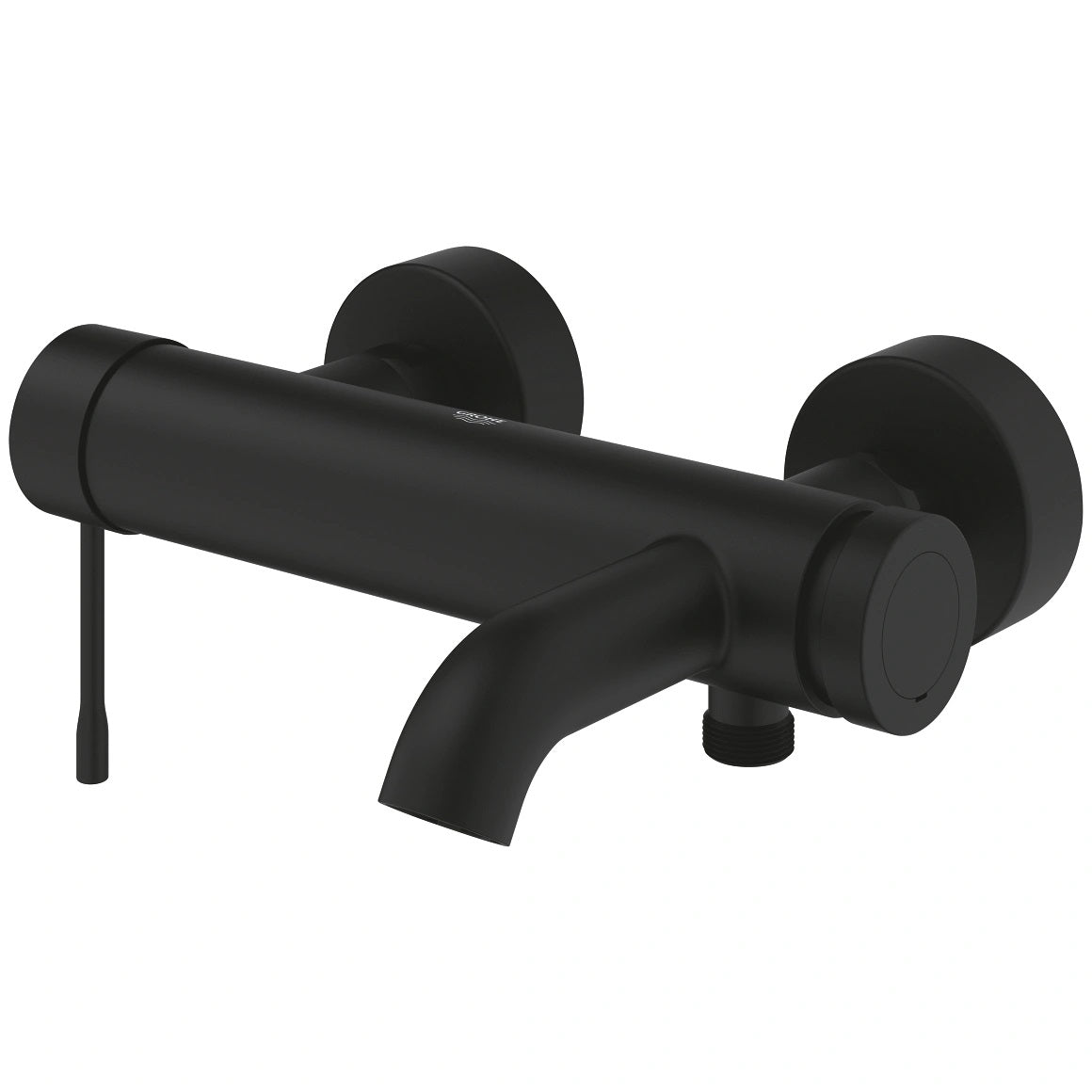 Стенен смесител за вана/душ Grohe Essence Phantom Black матово черно, трислойно покритие, метална ръкохватка, за онлайн магазин KERANOVA