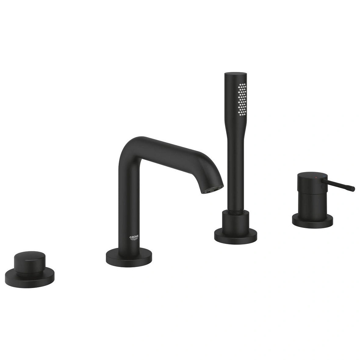 Смесител за вана Grohe Essence Phantom Black 4-дупков комплект матово черно, KERANOVA онлайн магазин за бани, SILKMOVE керамичен картуш
