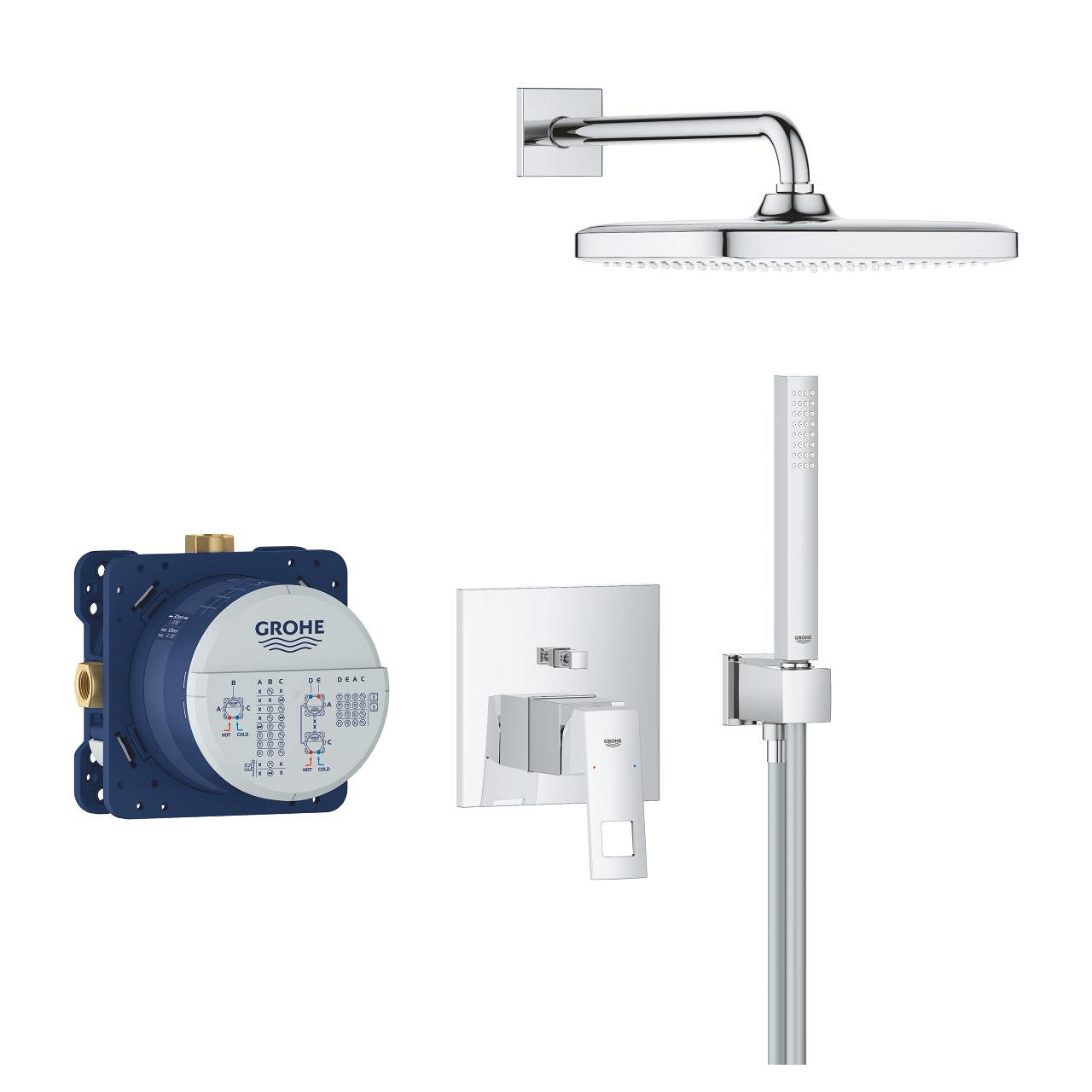 Вграден комплект Grohe Eurocube душ гарнитура Tempesta 250 Cube с Rapido SmartBox и ръчен душ - онлайн магазин за обзавеждане за бани KERANOVA