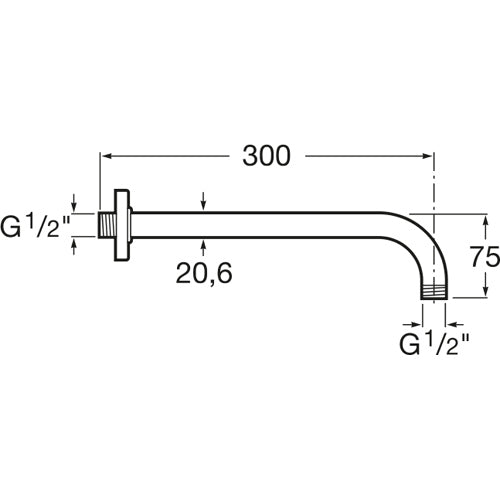 Вграден комплект Victoria Roca - стенен душ рамо 300 мм хром, G1/2" за онлайн магазин KERANOVA