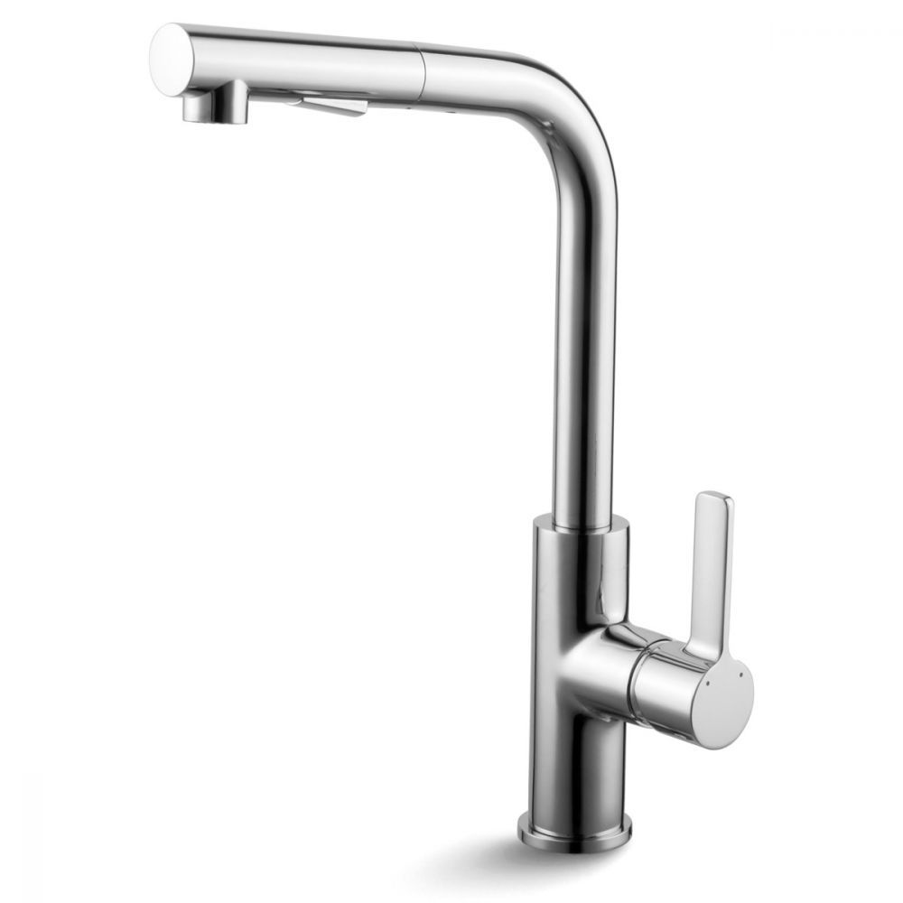 Кухненски смесител 2546 - изтеглящ хромиран смесител с изтеглящ се чучур, 5 години гаранция — KERANOVA онлайн магазин