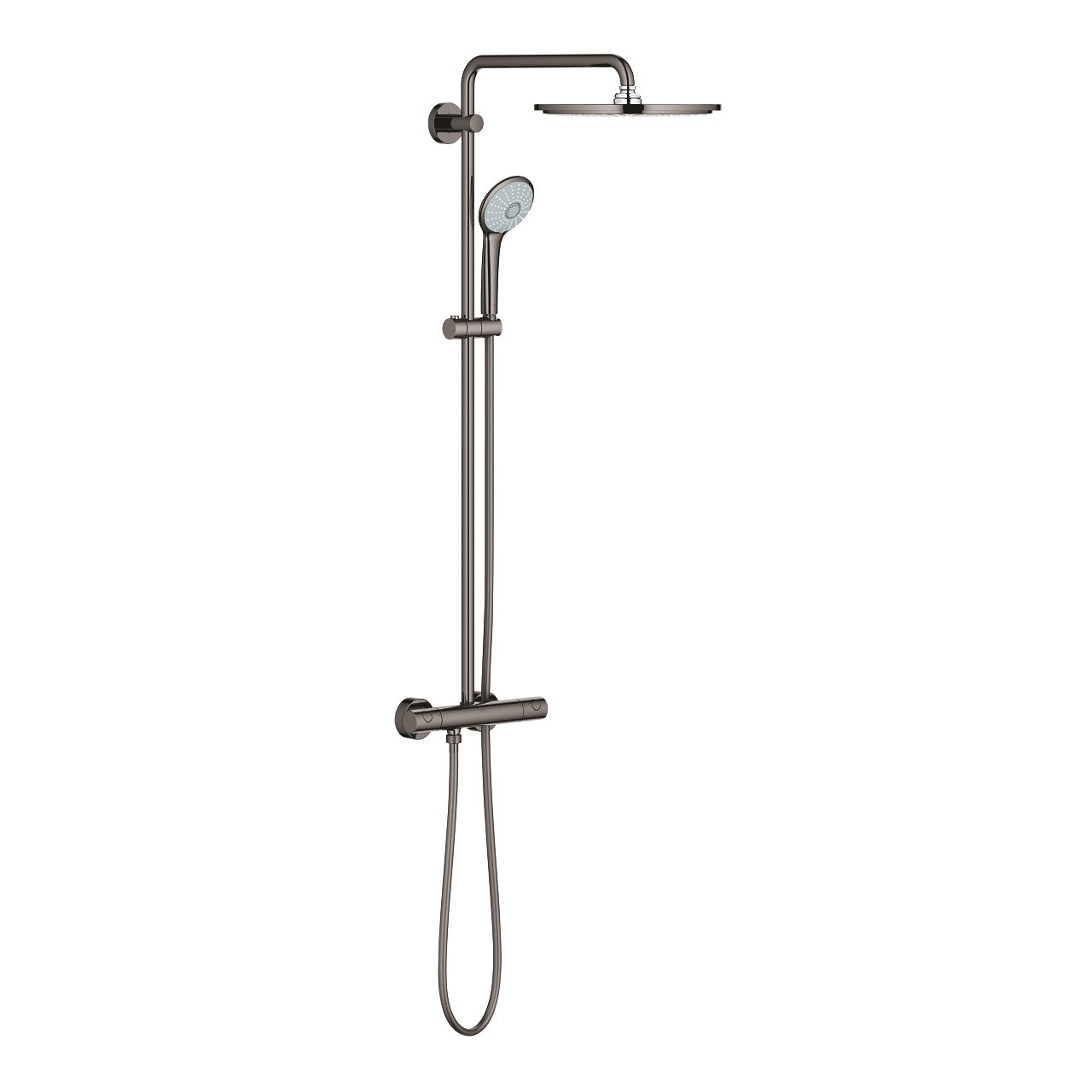 Душ система Grohe Euphoria 310 - hard graphite, термостатен комплект с душ глава Rainshower Cosmopolitan 310 и ръчен душ, KERANOVA