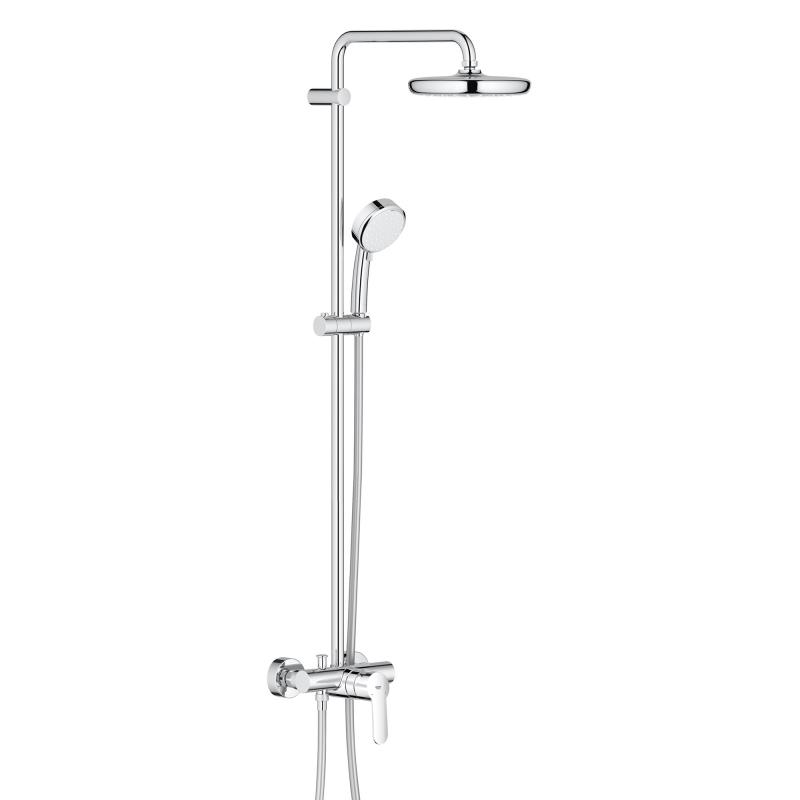 Душ колона за баня Grohe New Tempesta с хоризонтално рамо 390мм, Rain глава Tempesta и ръчен душ Rain, KERANOVA