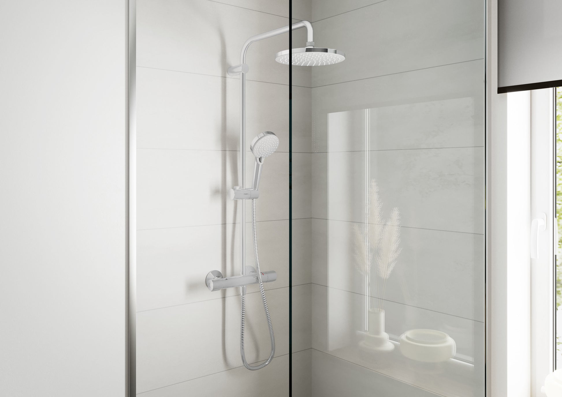 Hansgrohe Душ система Vernis Blend хром - душ колона с термостат, ръчен душ, душ пита 20.5см за онлайн магазин KERANOVA