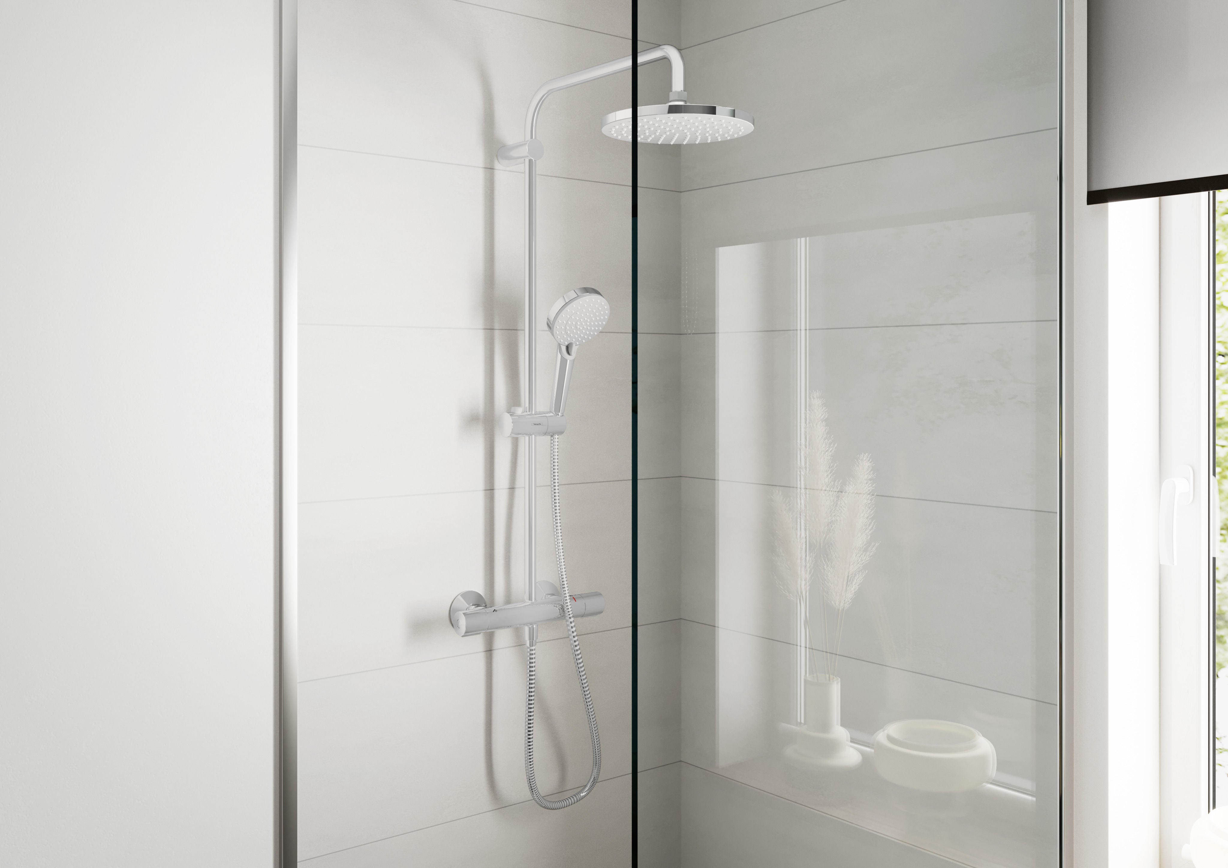 Hansgrohe Душ система Vernis Blend хром - душ колона с термостат, ръчен душ, душ пита 20.5см за онлайн магазин KERANOVA