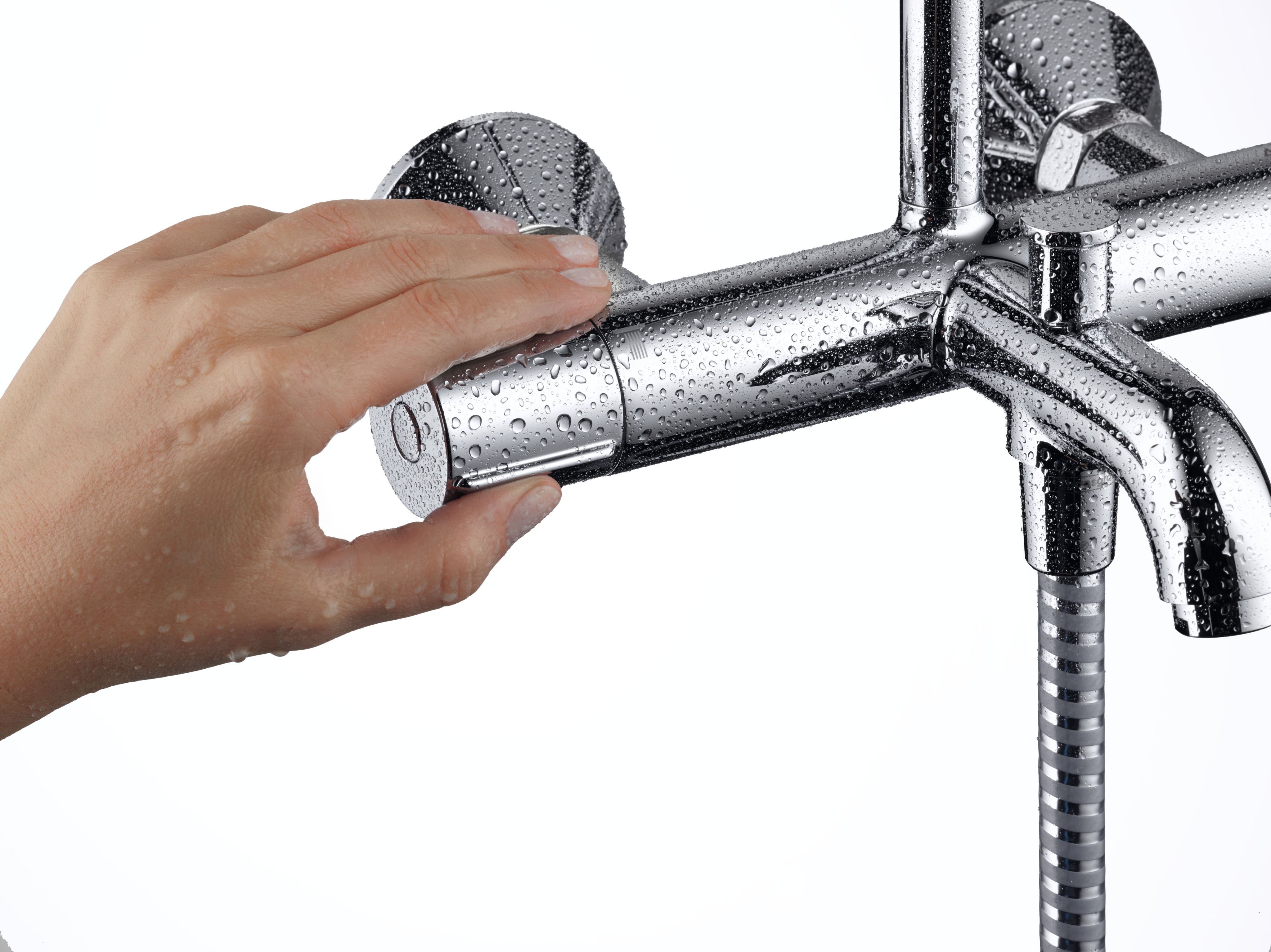 Hansgrohe Душ система с чучур Vernis Shape 230 1jet - ръчен контрол на термостатен смесител, хром, онлайн магазин за обзавеждане KERANOVA