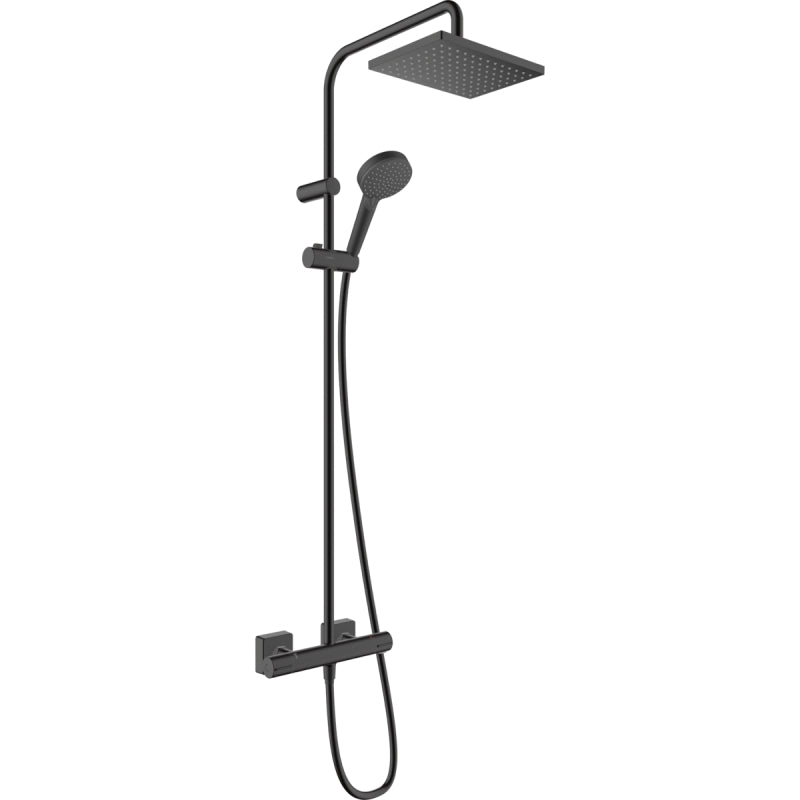 Alt Tag: Hansgrohe Душ система Vernis Shape black matt черна матова душ колона с душ пита 23x17см, ръчен душ, термостатен смесител - KERANOVA