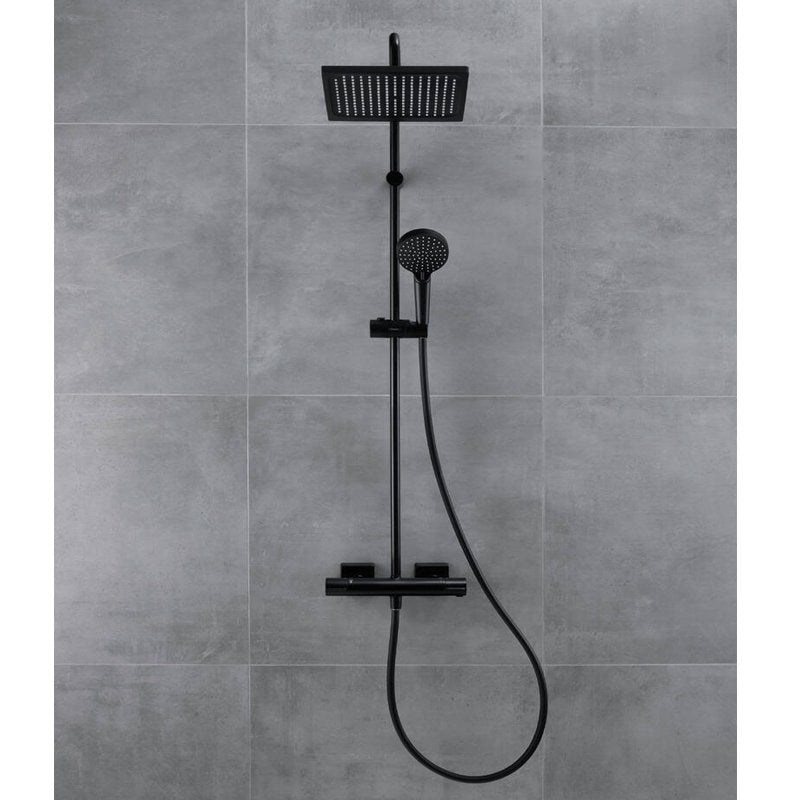 Hansgrohe Душ система Vernis Shape black matt черна матова душ система с термостатен смесител за онлайн магазин за обзавеждане KERANOVA