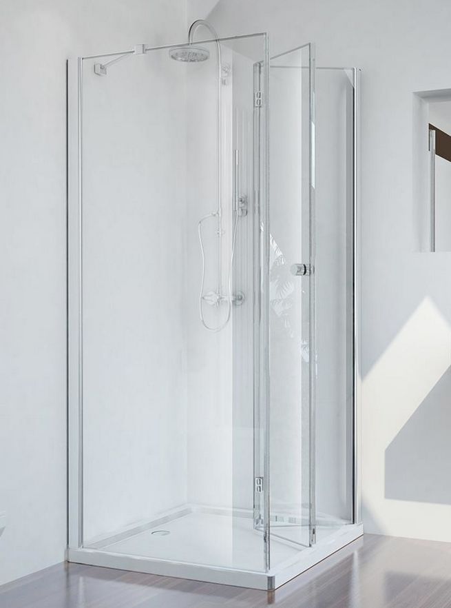 Кабина 100 см хармоника + 90 см фикс - Smartflex модулна душ кабина с 6мм темперирано стъкло, хромирани профили, магнитни уплътнения, 195 см височина