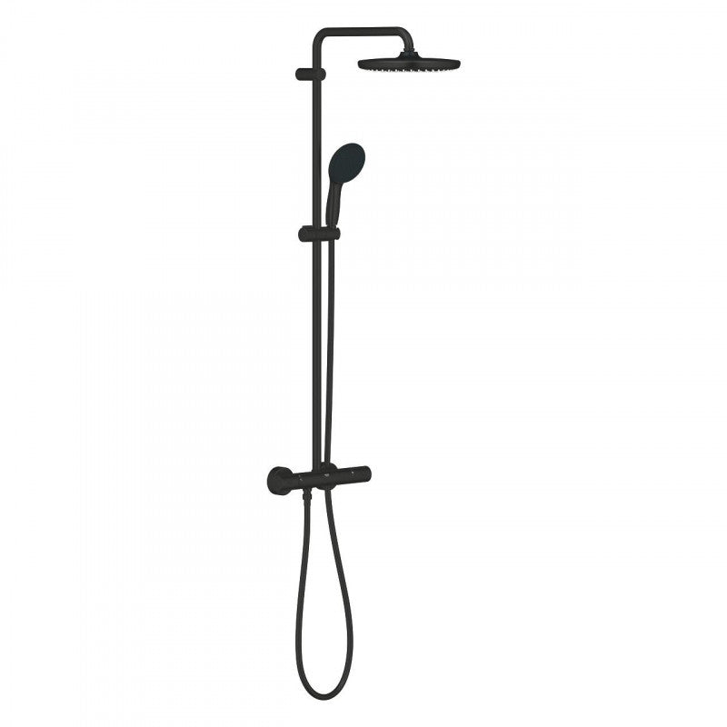 Душ система Grohe Tempesta 250 Matt Black - матов черен комплект с душ пита 250 мм и ръчен душ, идеален за онлайн магазин KERANOVA