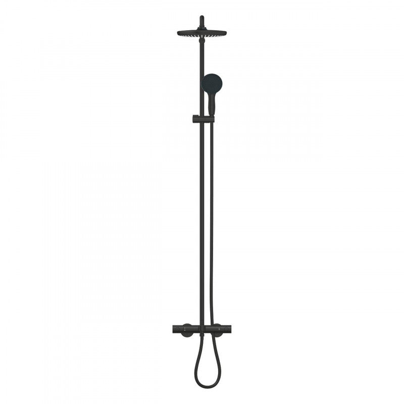 Душ система с чучур Grohe Tempesta 250 Matt Black - матово черна термостатна душ система за баня, KERANOVA