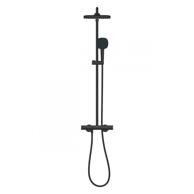 Душ система Grohe Tempesta Cube 250 Matt Black - матов черен термостатичен комплект за баня от KERANOVA
