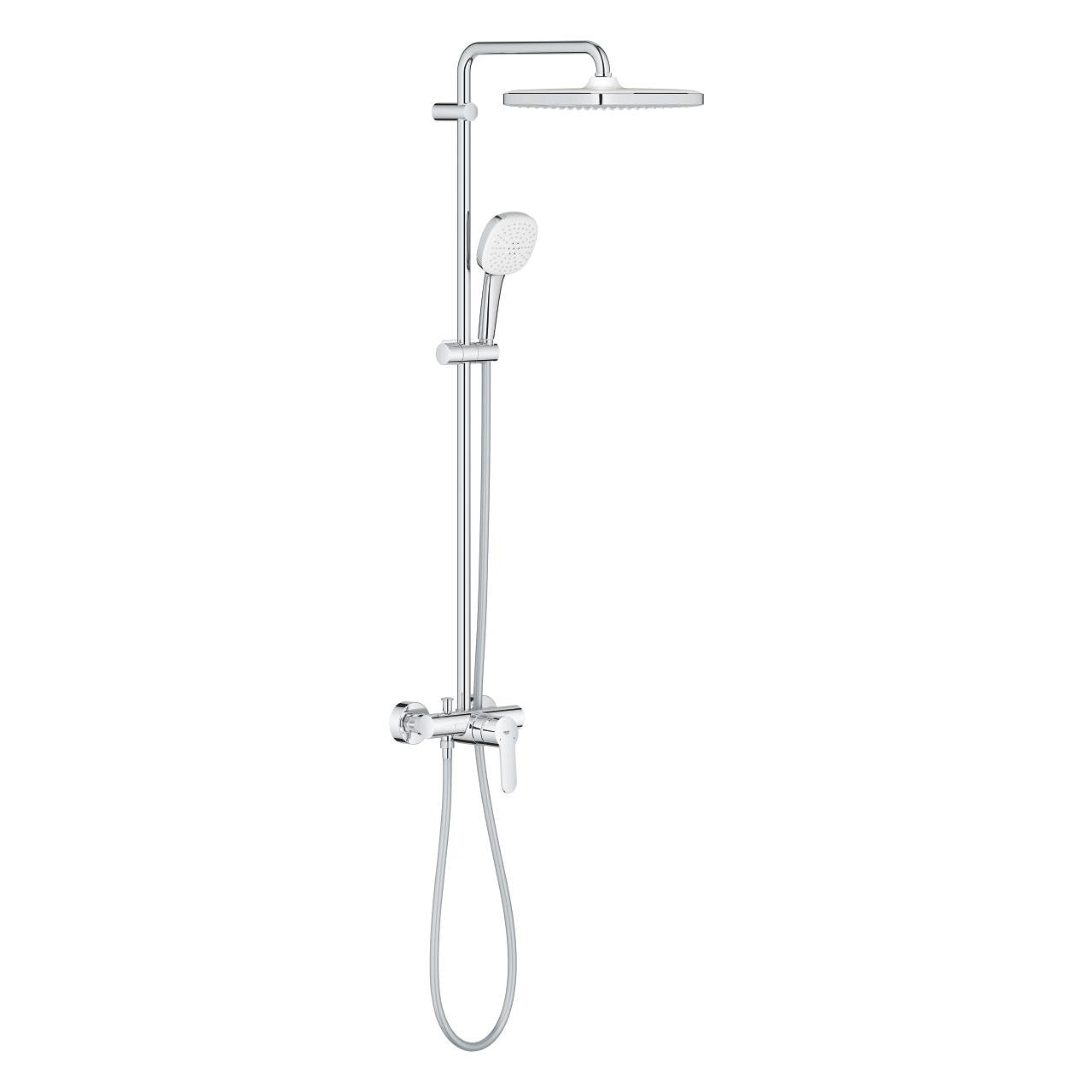 Душ колона за баня Grohe Tempesta 250 Cube – квадратна душ система с ръчен душ и таванна глава, EcoJoy 5.7 л/мин, KERANOVA онлайн магазин