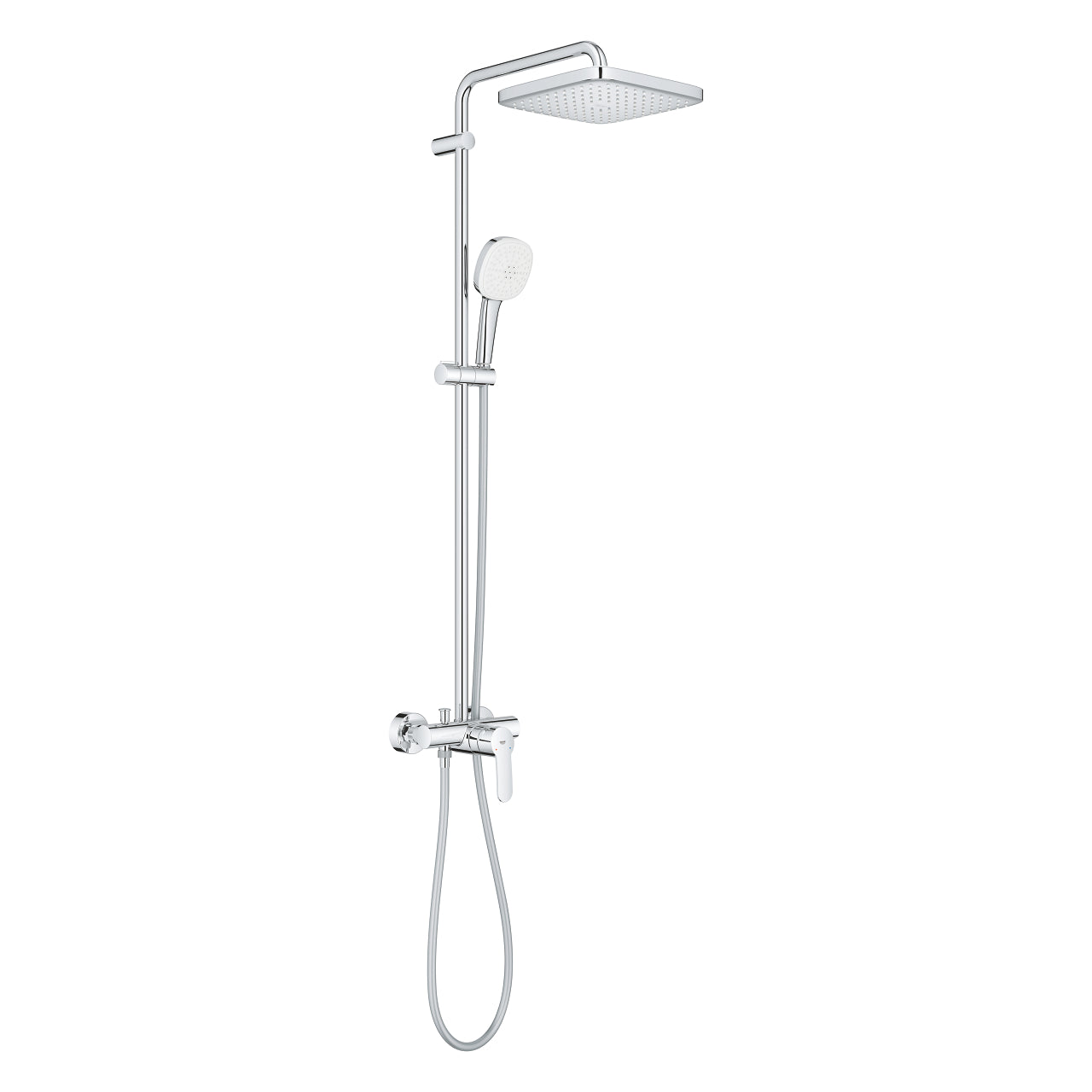 Душ колона за баня Grohe Tempesta 250 Cube - квадратна душ глава и ръчен душ, хром, KERANOVA онлайн магазин