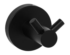 2679MB Двойна закачалка черна матова за баня от KERANOVA - модерна метална двоен закачалка