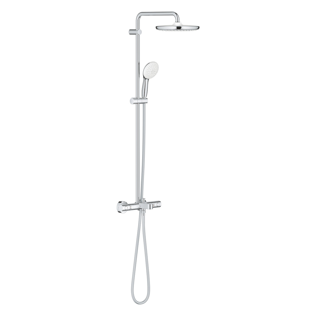 Душ система с чучур Grohe Tempesta 250 - комплект с термостат, хоризонтално рамо 390 мм, ръчен душ Tempesta 110, за онлайн магазин KERANOVA