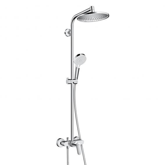 Hansgrohe Душ система Crometta S 240 - немска хромирана душ колона с 240 мм пита, ръчен душ и шлаух за онлайн магазин KERANOVA