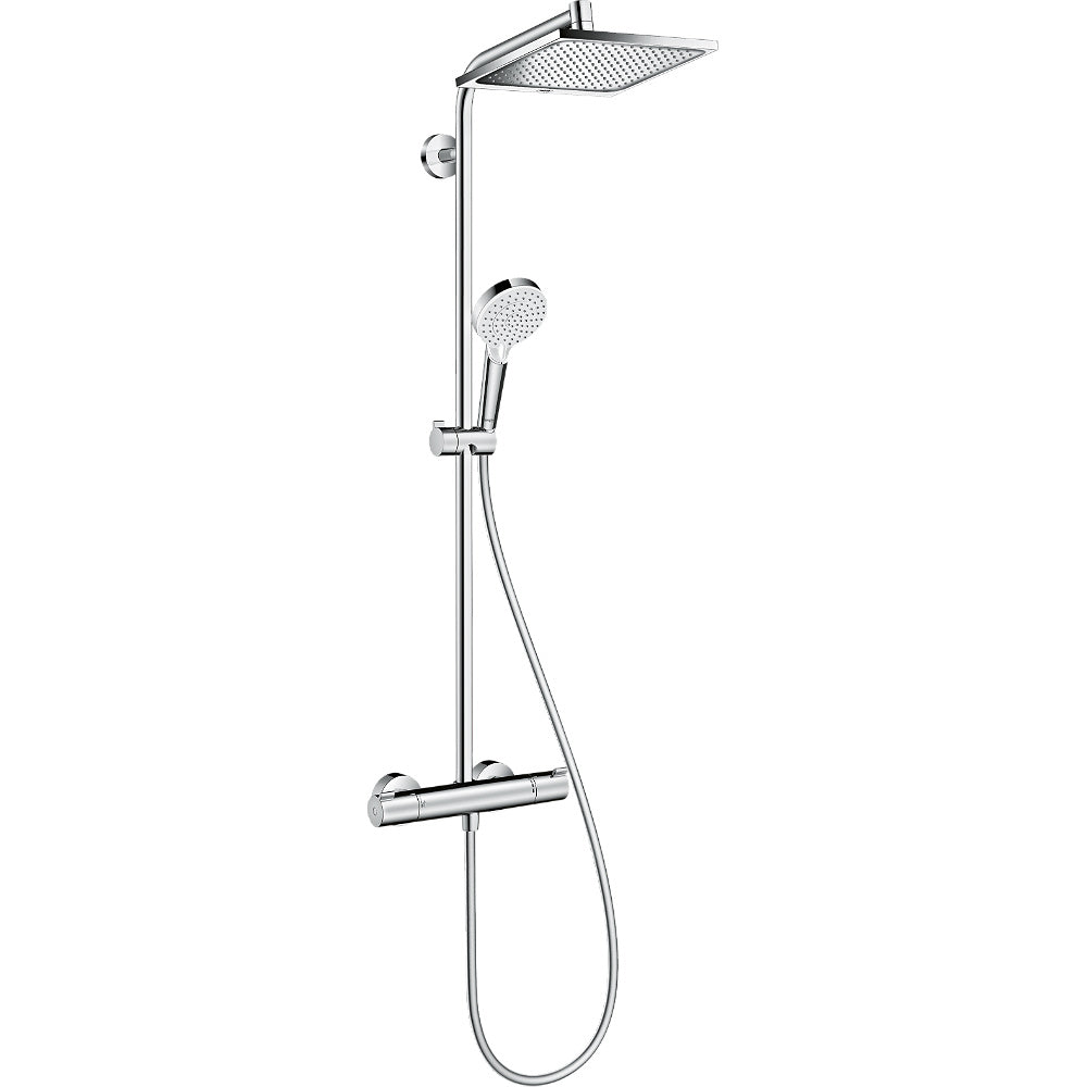 Hansgrohe Душ система Crometta E 240 хромирана душ колона с термостат Ecostat, душ пита 240x240 мм и ръчен душ - KERANOVA
