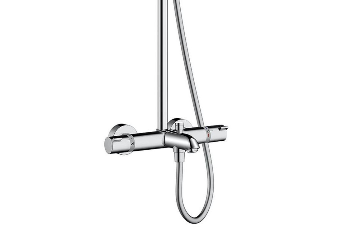 Hansgrohe Душ система с чучур Crometta S 240 – хром душ колона с термостат Ecostat Comfort, душ пита Crometta S 240 и ръчен душ | KERANOVA