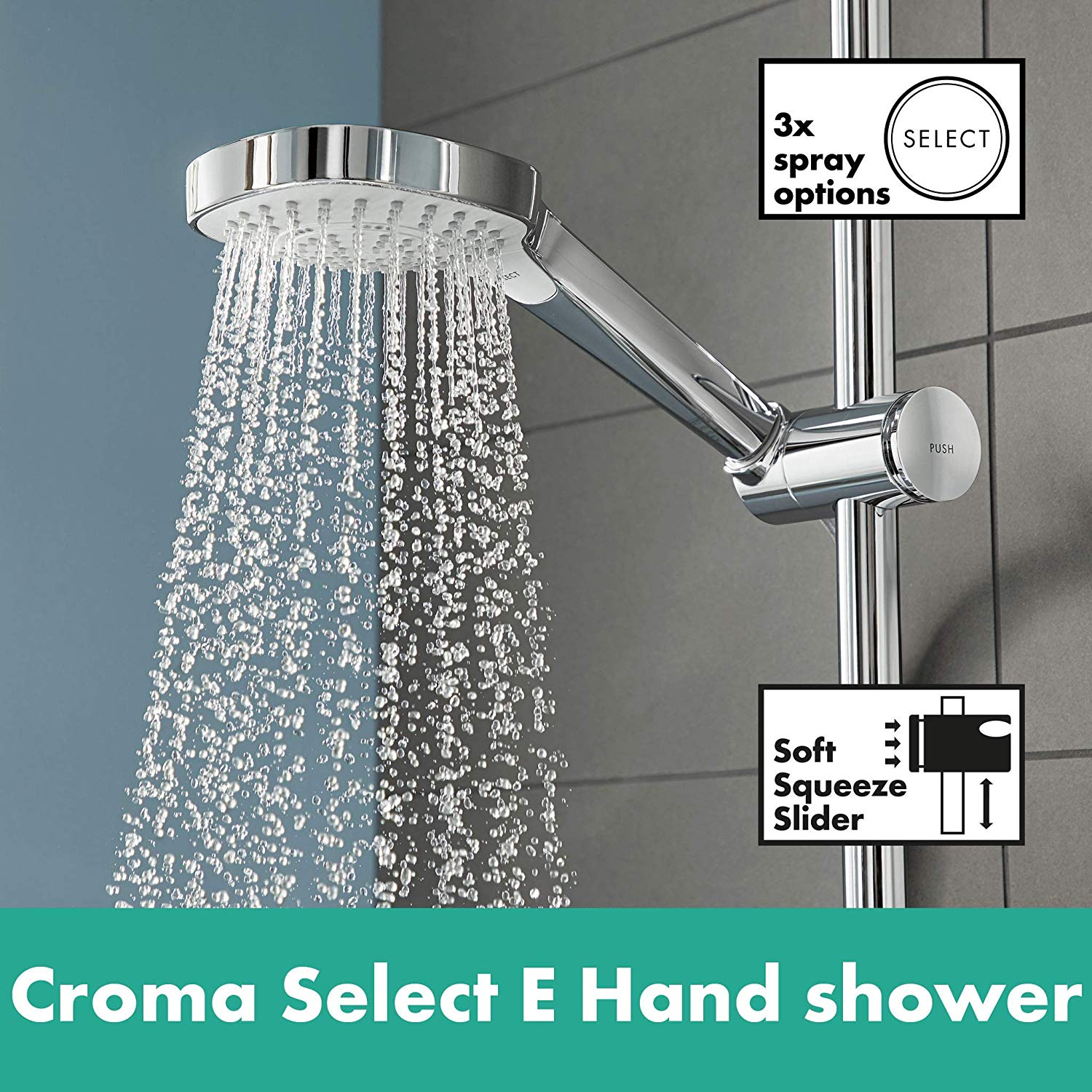 Hansgrohe Душ система Crometta E 280 хромирана душ колона с термостатичен смесител и душ пита Croma E 280 за баня KERANOVA