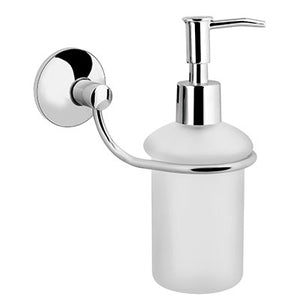 2801 дозатор за течен сапун - хромиран стенен сапунерник за баня от KERANOVA, елегантен матов стъклен флакон