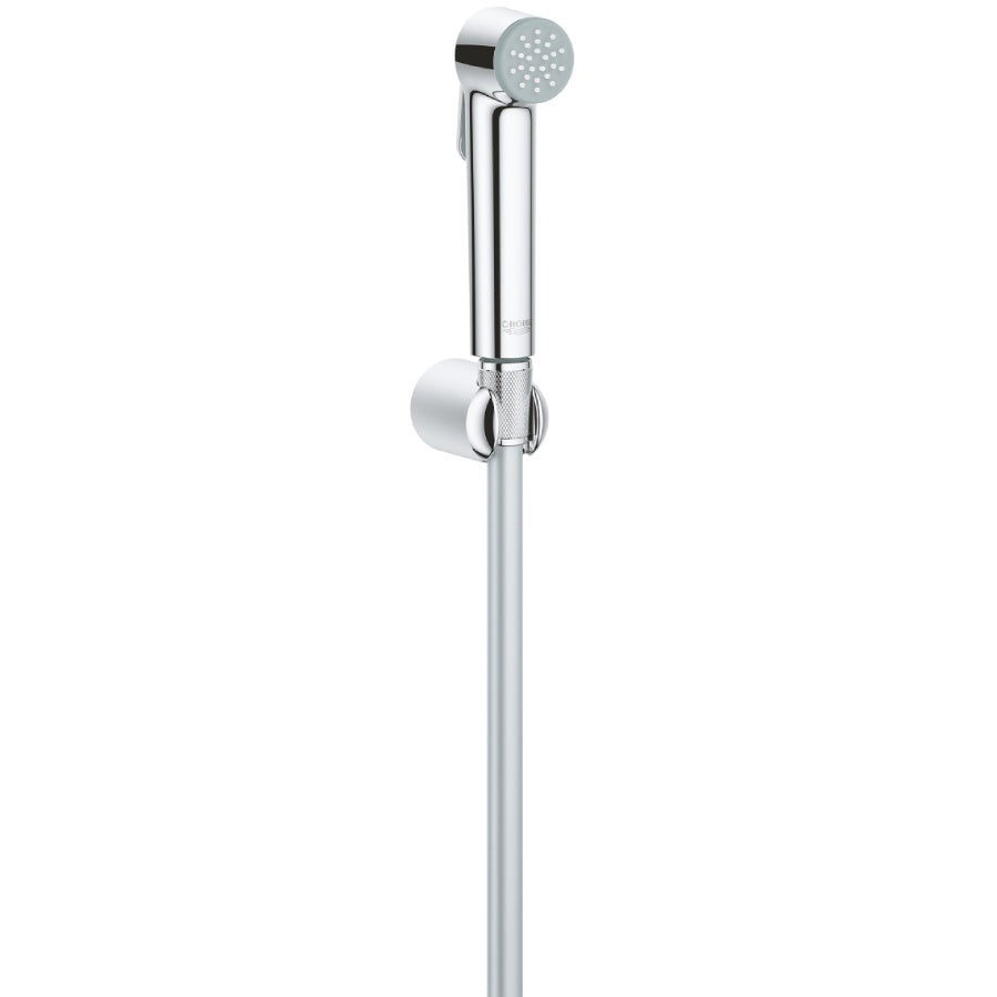 Хигиенен комплект Bauedge OHM Grohe - хромирана ръчна душ слушалка с монтажен комплект за стенен извод, онлайн магазин KERANOVA
