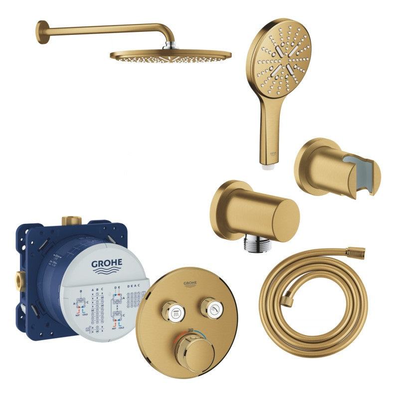 Вграден комплект Grohe Grohtherm SmartControl - brushed cool sunrise за душ и вана, матово златисто покритие, комплект за вграждане KERANOVA
