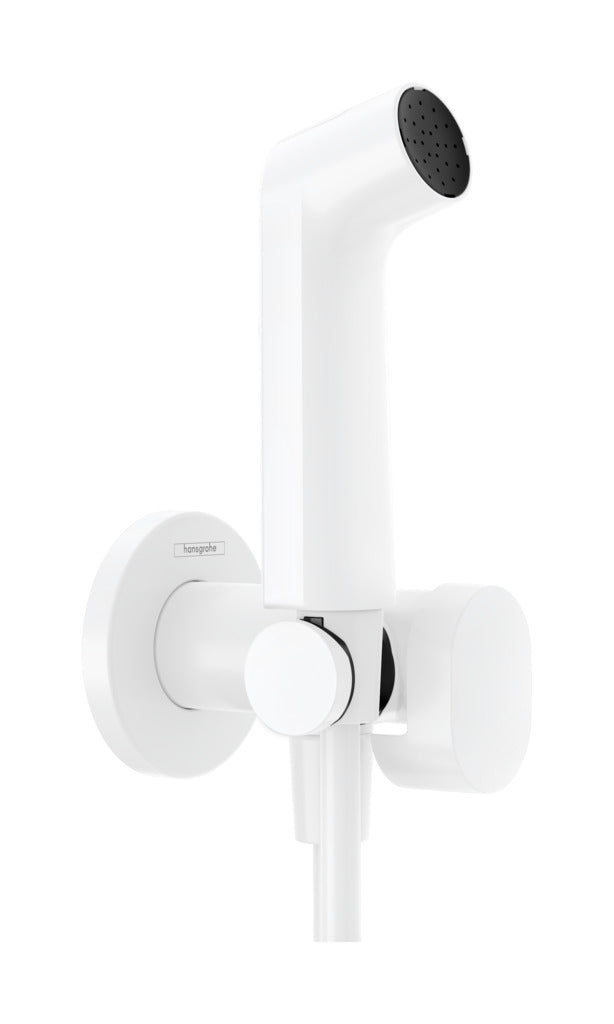 Хигиенен комплект HansGrohe S EcoSmart+ Matt White – интимен душ 1jet S Matt White с метална стойка и шлаух 125 cm за KERANOVA