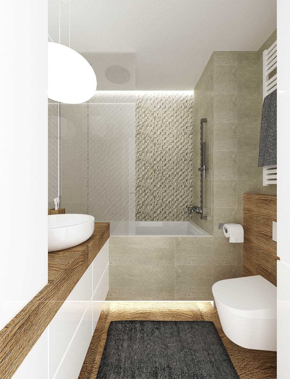 Баня Timbre 29.8x59.8 - модерна баня с плочки в неутрални тонове, онлайн магазин KERANOVA, внос от Полша