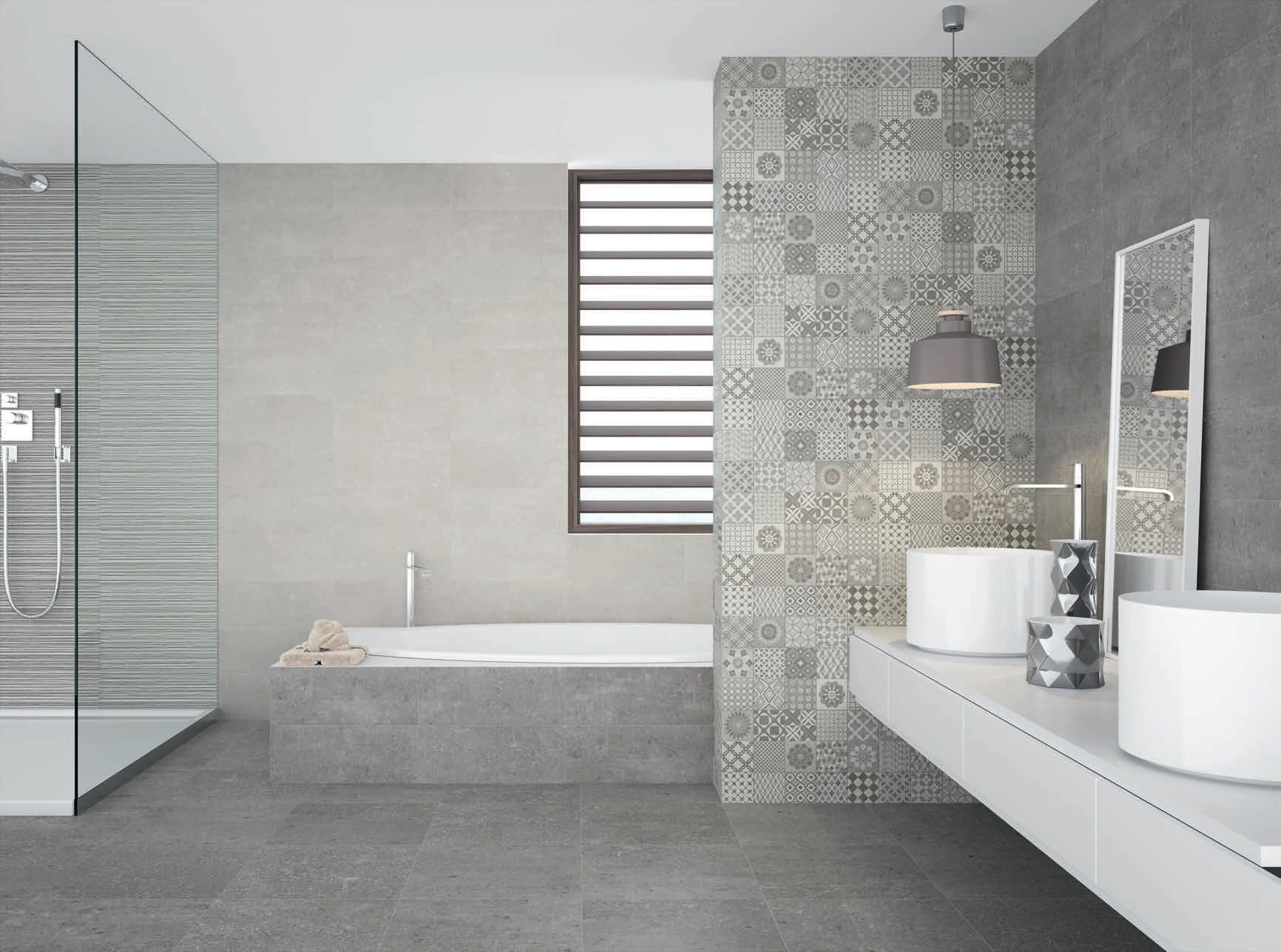 Баня Metropoli 20x50 – съвременна баня с матирани испански плочки, онлайн магазин за обзавеждане за бани KERANOVA