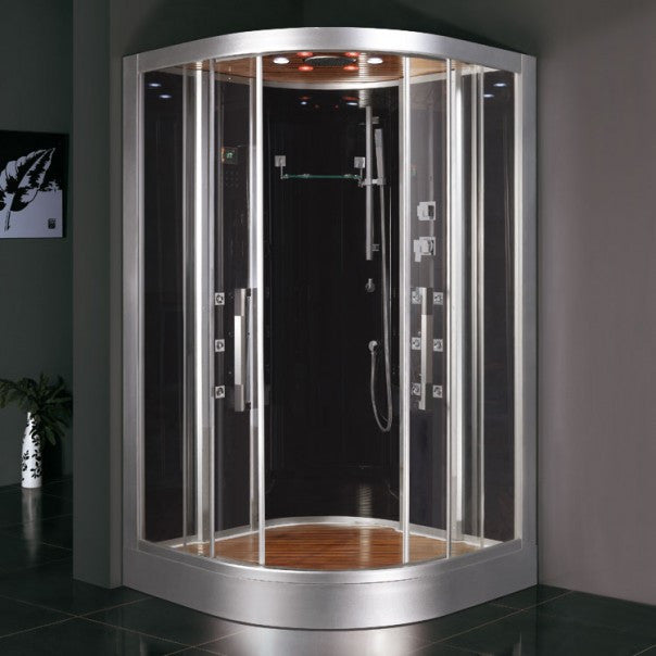 Alt Tag: Душ кабина с парогенератор DZ962F8 Black 120х120 см. — черна стъклена парна душ кабина 120x120 см от KERANOVA