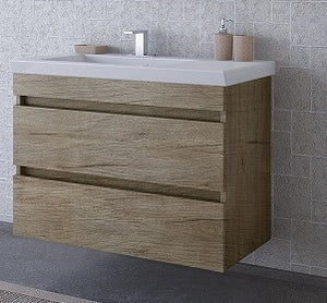 Luxus 85 PL Wood шкаф с мивка от онлайн магазин за обзавеждане за бани KERANOVA, плаващ дървен шкаф с мивка