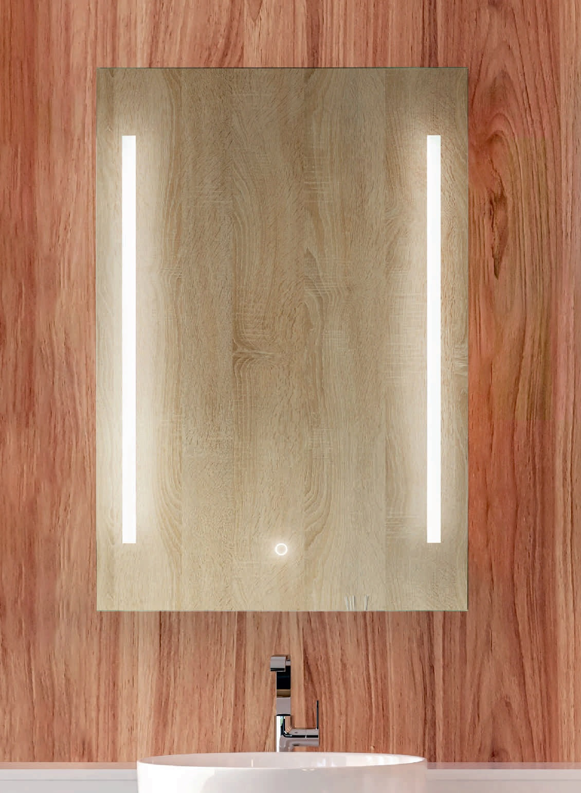 Огледало с осветление 55х80 см. вертикално LED огледало за баня KERANOVA с touch, антизамъгляване, 55x80x3.5 см