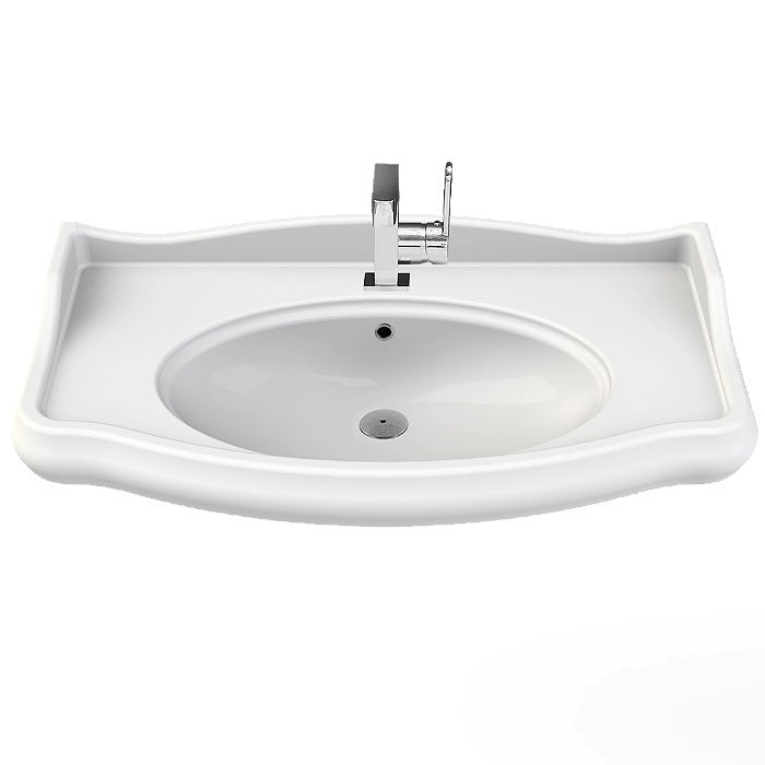 Мивка 1837 Retro 100х54 см. бяла керамична мивка за стенен монтаж с отвор за батерия - онлайн магазин за обзавеждане за бани KERANOVA