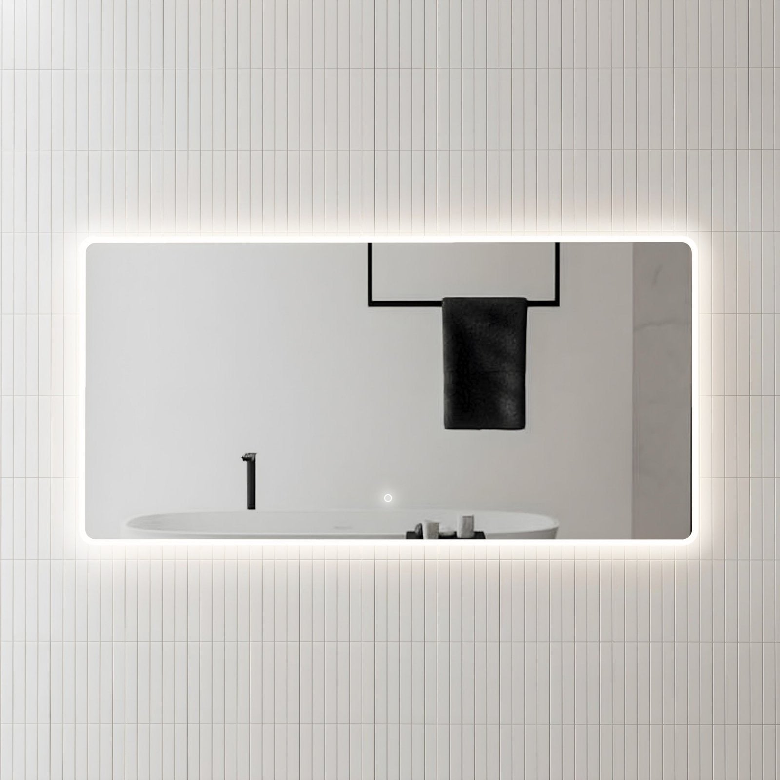Огледало с осветление 120х70 см. LED баня огледало 120x70 см с touch управление, нагревател против замъгляване - KERANOVA онлайн магазин
