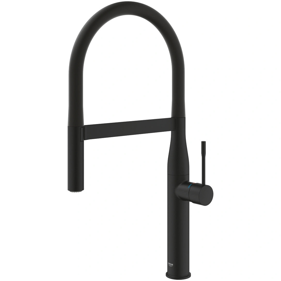 Кухненски смесител Grohe Essence Phantom Black матово черен еднодупков смесител с подвижен чучур 360° за баня и кухня KERANOVA