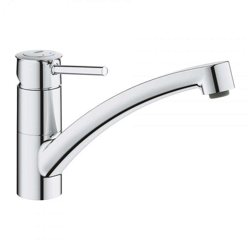 Кухненски смесител BauClassic Grohe хром, еднодупков монтаж, въртящ се чучур 140°, Keranova онлайн магазин