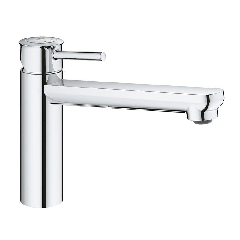 Кухненски смесител BauClassic Grohe - хромиран едноръкохватков смесител с въртящ се чучур 140°, GROHE Longlife, KERANOVA онлайн магазин