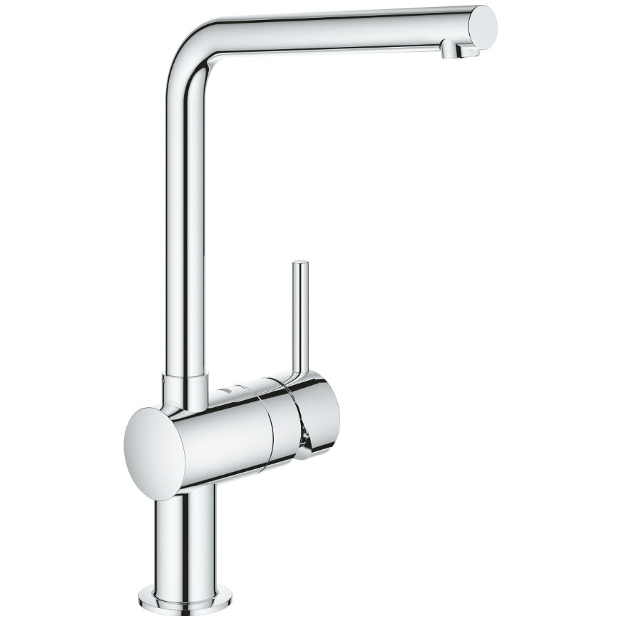 Кухненски смесител Grohe Minta - хром, L-чучур, подвижен тръбен чучур, SilkMove 46мм, бърз монтаж, KERANOVA онлайн магазин