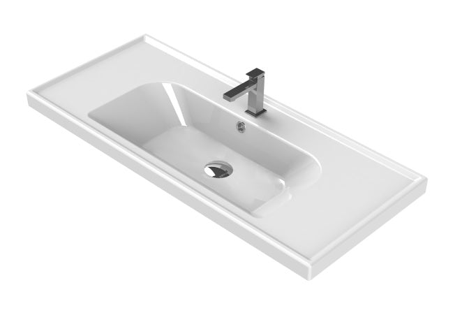 Мебелна мивка Frame 100х45 см. бял дизайн с отвор за смесител, онлайн магазин за бани KERANOVA, произведена в Турция