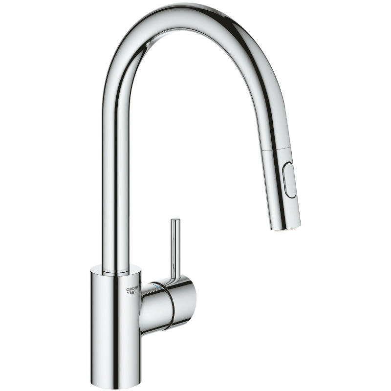 Кухненски смесител Grohe Concetto - изтеглящ в хром, висок чучур, издърпващ душ Dual, GROHE StarLight за KERANOVA онлайн магазин