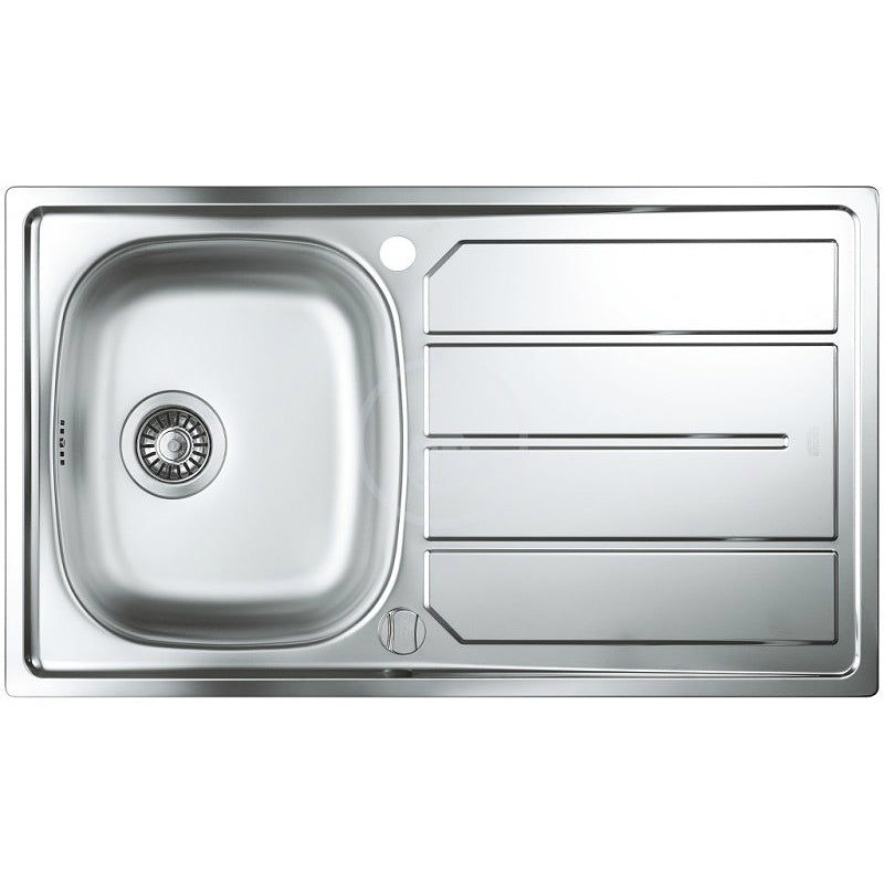 Кухненска мивка K200 Grohe от неръждаема стомана 860x500x160 мм с плот за оцеждане, монтаж върху плот - KERANOVA онлайн магазин