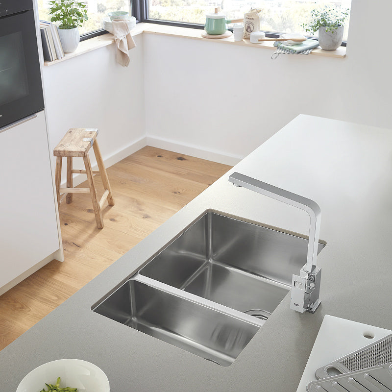 Кухненска мивка K700 Grohe - двойна неръждаема мивка за монтаж под плот 710x400x195мм, онлайн магазин за обзавеждане KERANOVA