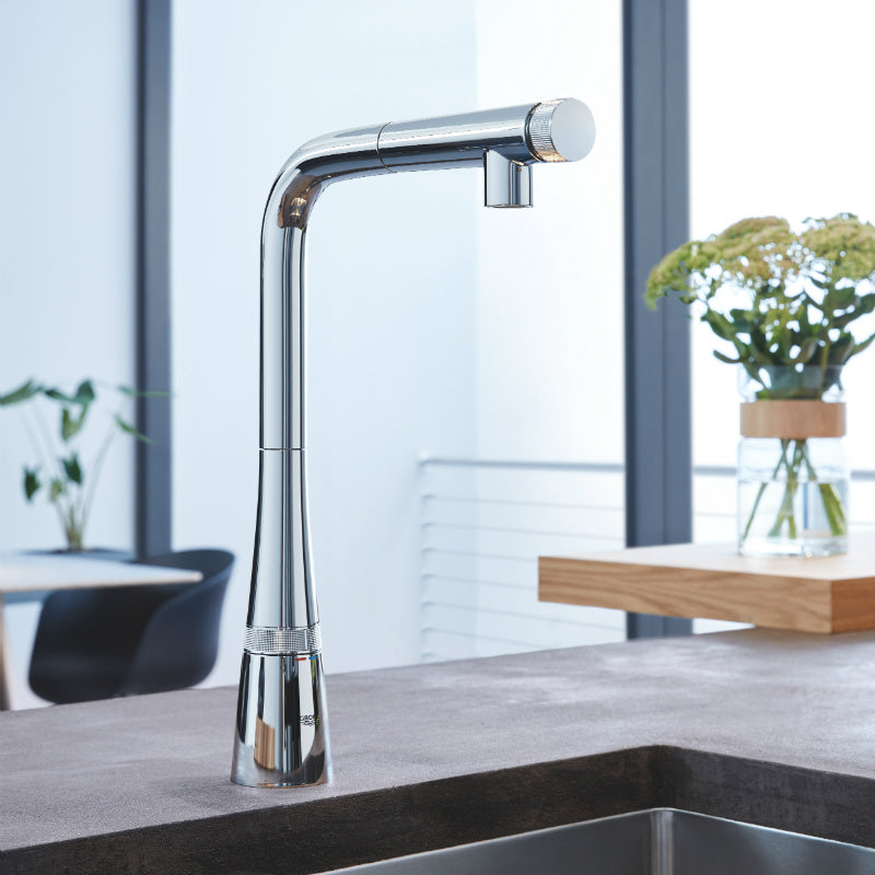 Кухненски смесител Grohe Zedra SmartControl - изтеглящ в хром, издърпващ чучур, GROHE SmartControl, онлайн магазин KERANOVA