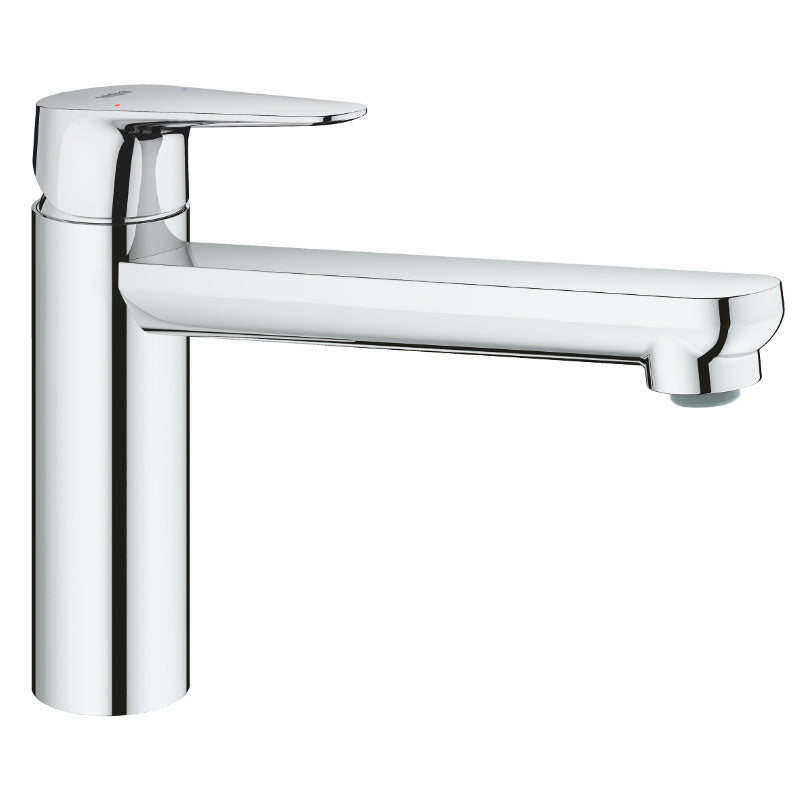 Кухненски смесител Bau Curve GROHE хром, въртящ тръбен чучур, аератор, керамичен 35 мм механизъм – онлайн магазин KERANOVA