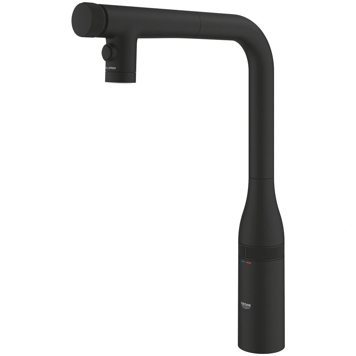 Кухненски смесител Grohe Essence SmartControl Phantom Black - изтеглящ матово черно, издърпващ душ, GROHE Magnetic Docking, KERANOVA онлайн магазин