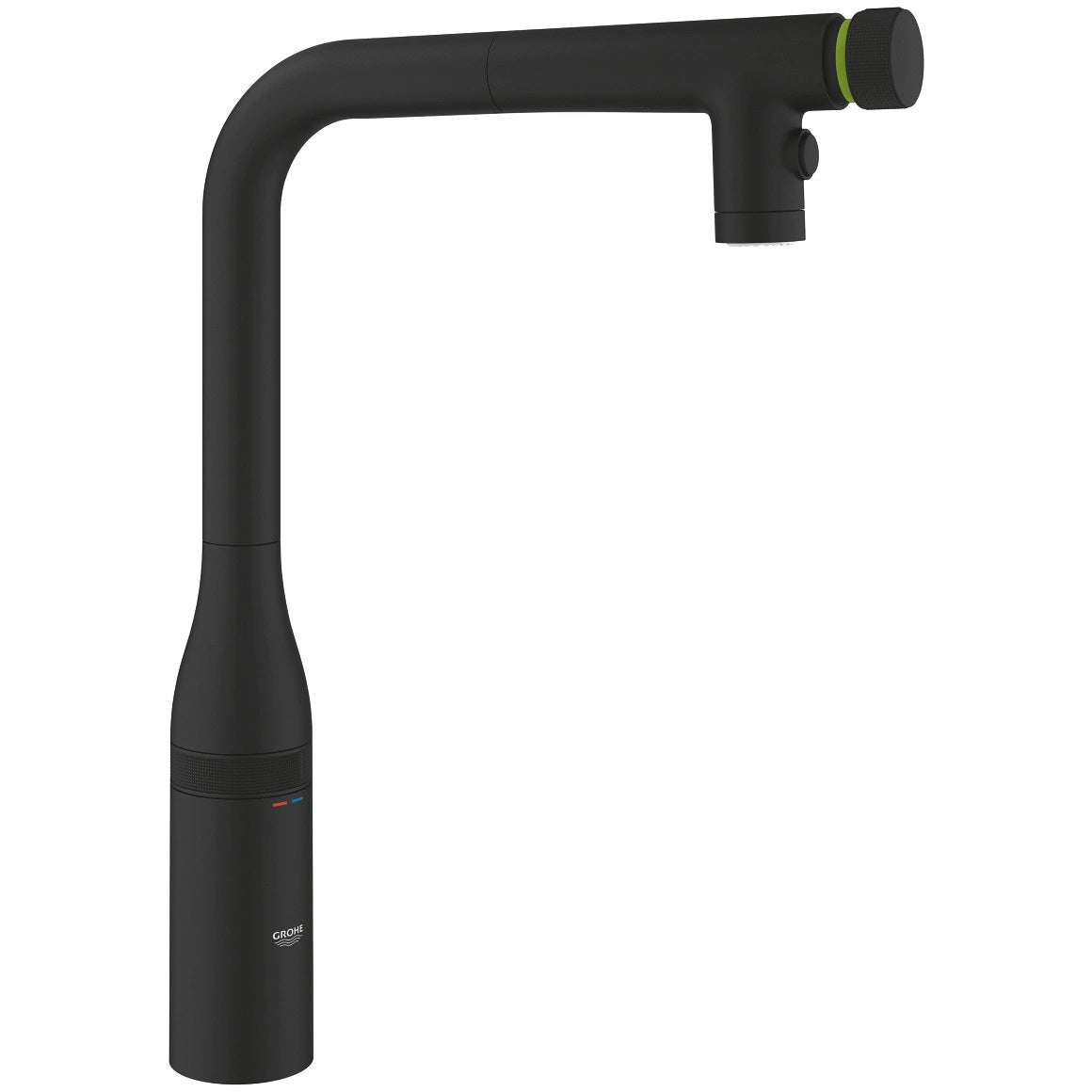 Кухненски смесител Grohe Essence SmartControl Phantom Black - изтеглящ в матово черно, издърпващ душ, GROHE Magnetic Docking - KERANOVA