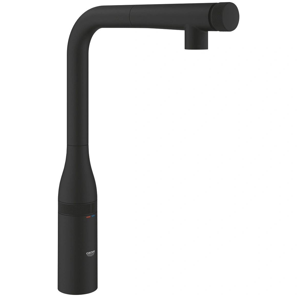 Кухненски смесител Grohe Essence SmartControl Phantom Black - изтеглящ от KERANOVA, матово Phantom Black, издърпващ чучур, GROHE StarLight