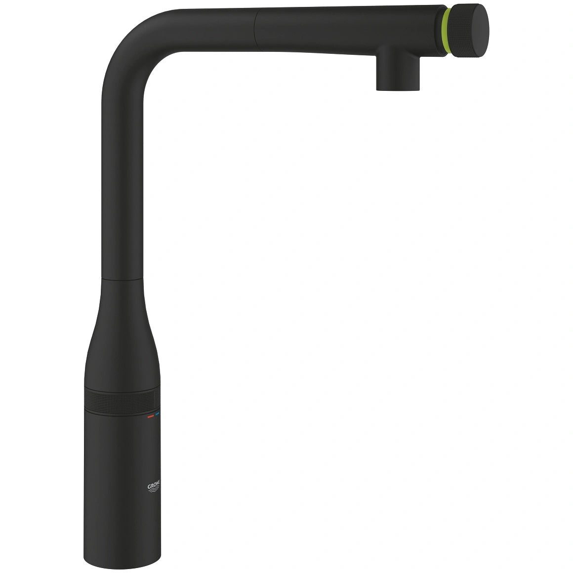 Кухненски смесител Grohe Essence SmartControl Phantom Black - изтеглящ за онлайн магазин KERANOVA, матово черно, издърпащ се чучур, GROHE Magnetic Docking