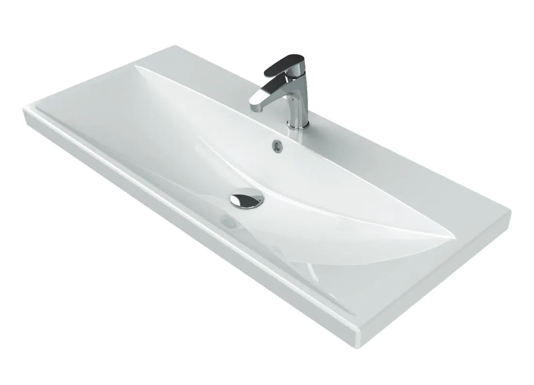 Мебелна мивка Elite 100х45 см. бяла с отвор за смесителна батерия, онлайн магазин за обзавеждане за бани KERANOVA